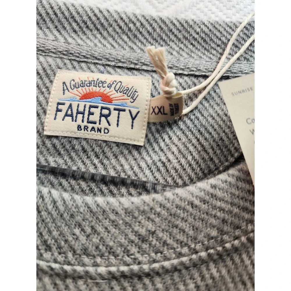Faherty Legend Sweater Crew Mens 2XL Gray Twill Pullover Long Sleeve NEW $128